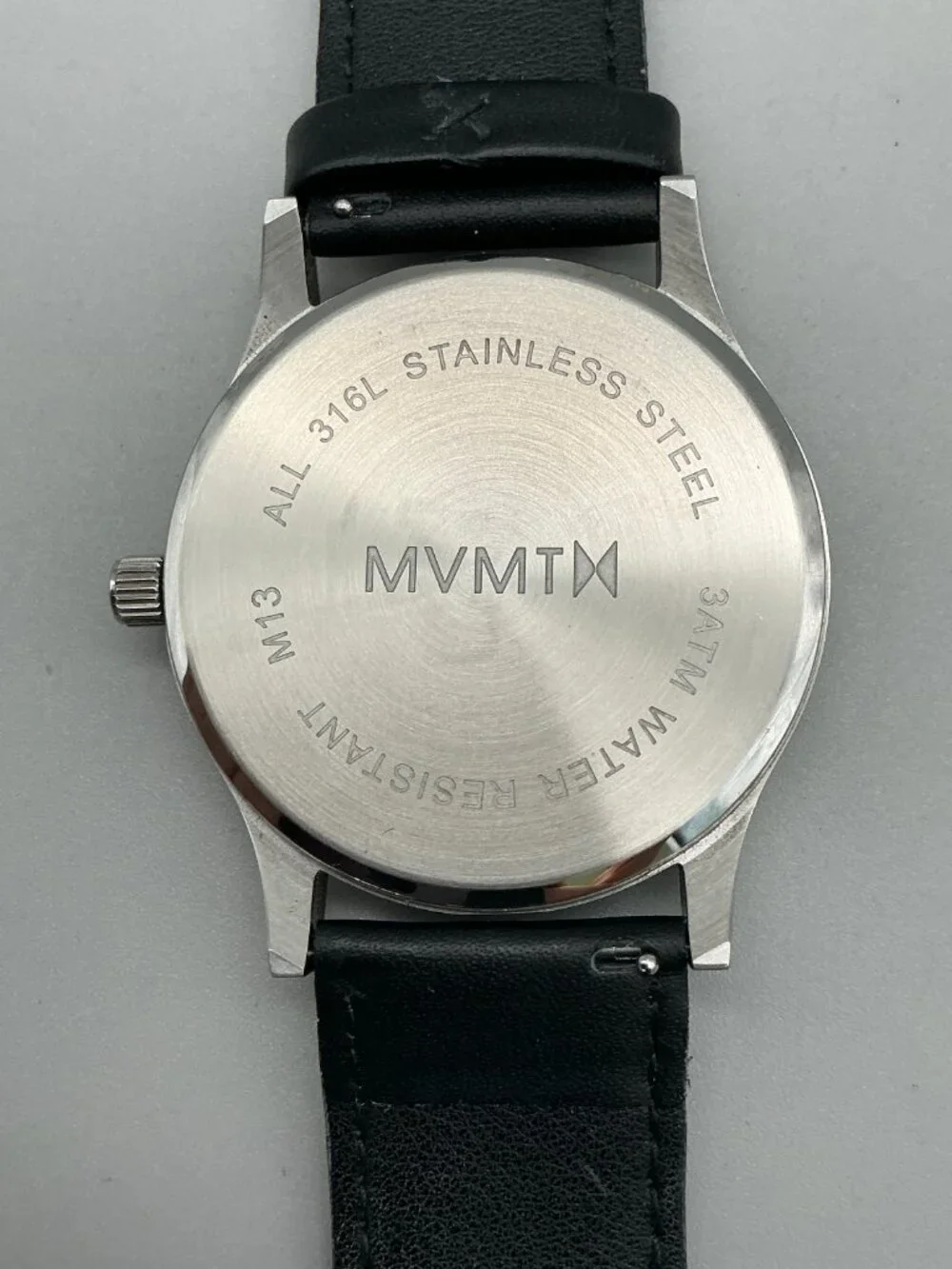 MVMT Classic Men Watch 45mm Stainless White Dial Black Leather New Battery
